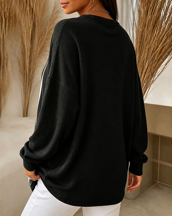 Sweatshirt Våffla Casual Knapp