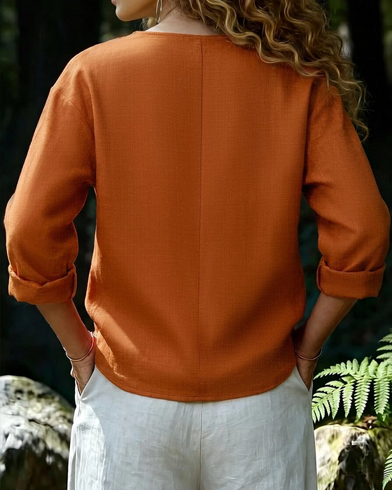 Blus Mock Hals Lång Ärm Solid