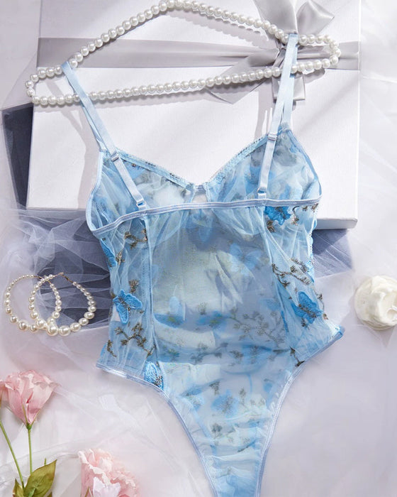 Ett-Delad Lingerie Spets Tryckta Spagettiband