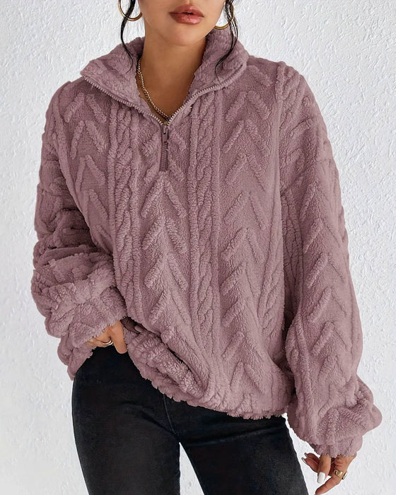 Sweatshirt Dubbelsidig Fleece Halv Dragkedja