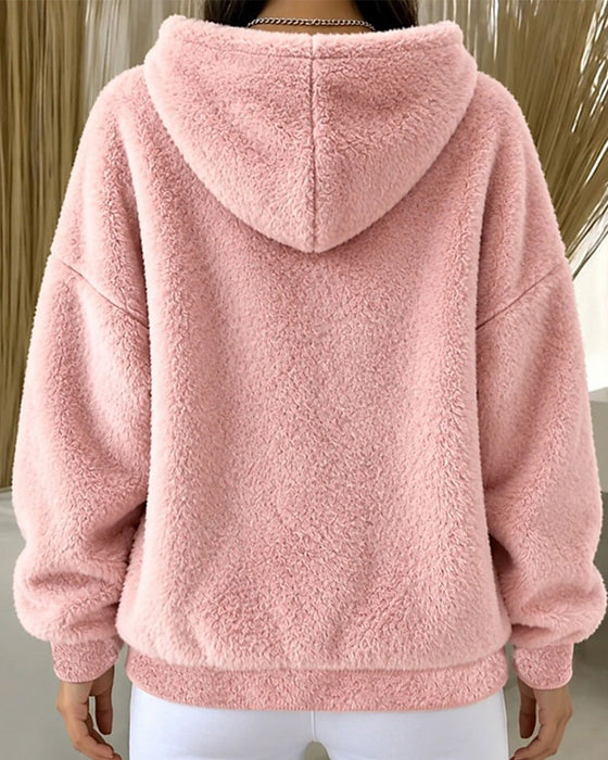 Hoodie Plysch Huvförsedd Avslappnad