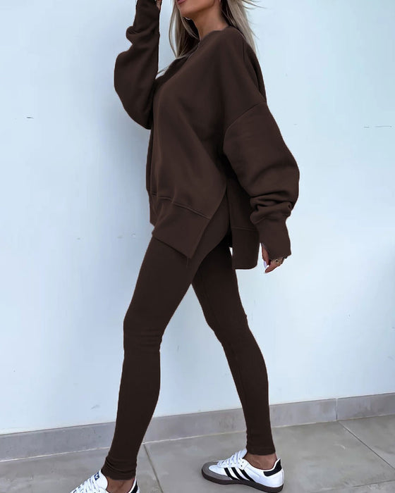 Set Slim Byxor Löst Sweatshirt