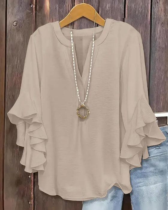 Blus Liten V‑Hals Volang