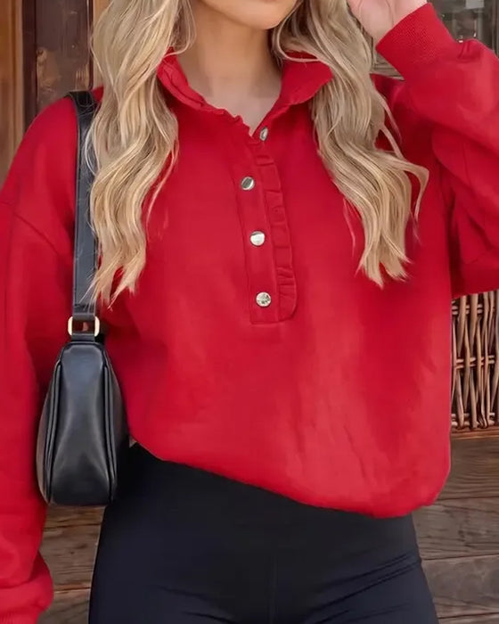 Sweatshirt Krås Knäppt Långärmad Lössittande