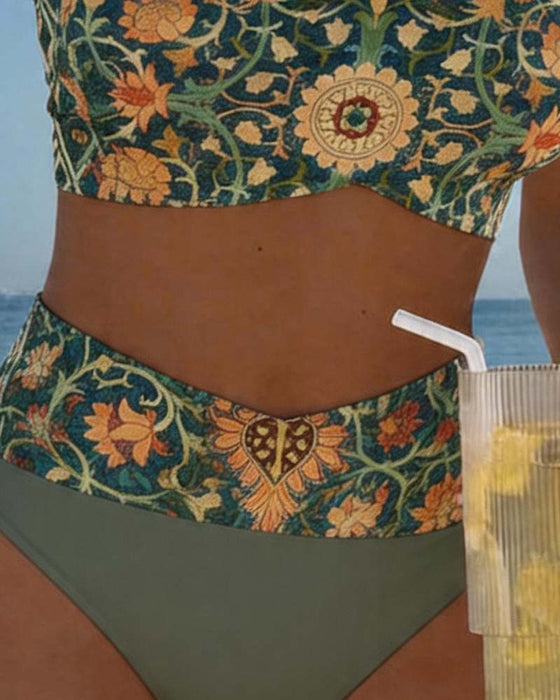 Bikini Vintage Blommönster Sexig