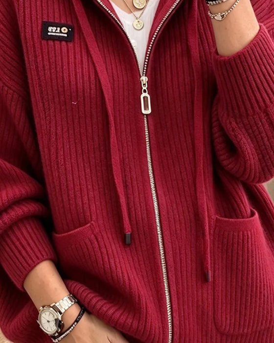 Cardigan Dragsko Dragkedja Ficka Tröja