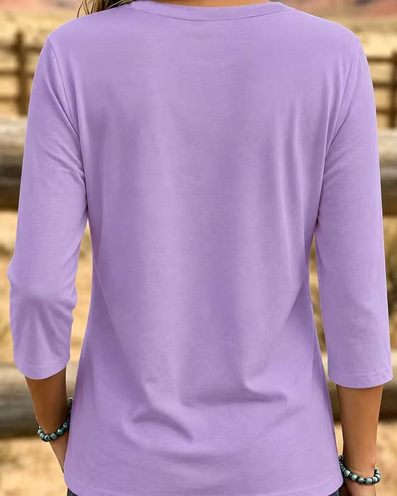 Topp Crew Hals Patchwork Asymmetrisk Fåll