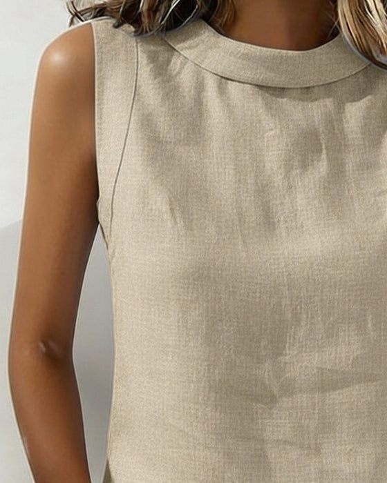 Blus Kraglös Ärmlös Elegant