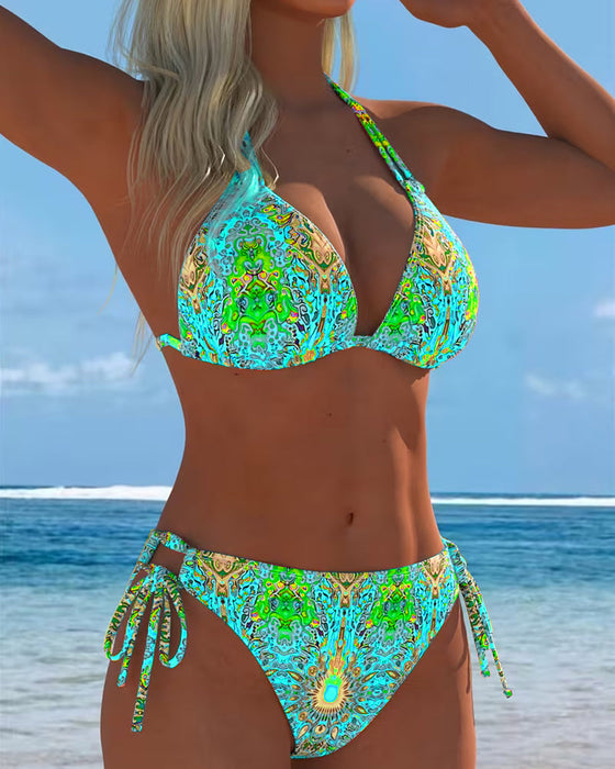 Bikini Färgad Halter Tryck