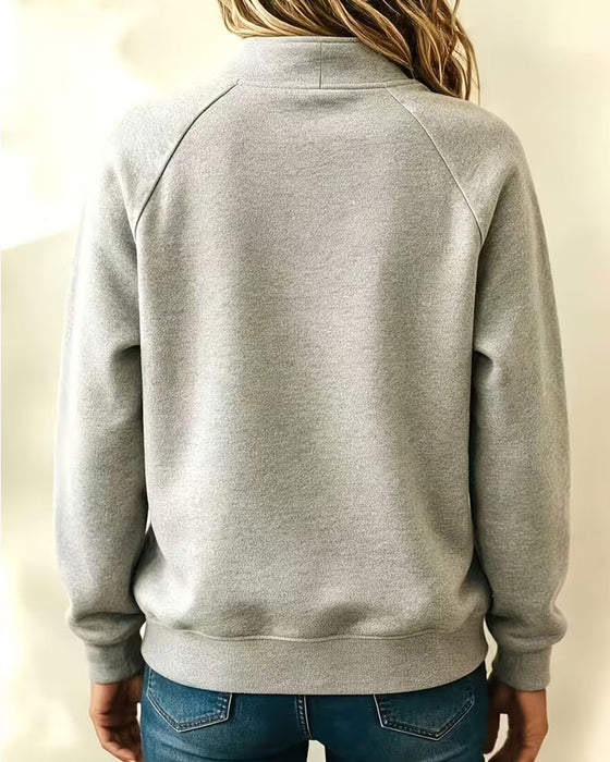 Hoodie Mockneck Knapp Loose Fit Enfärgad