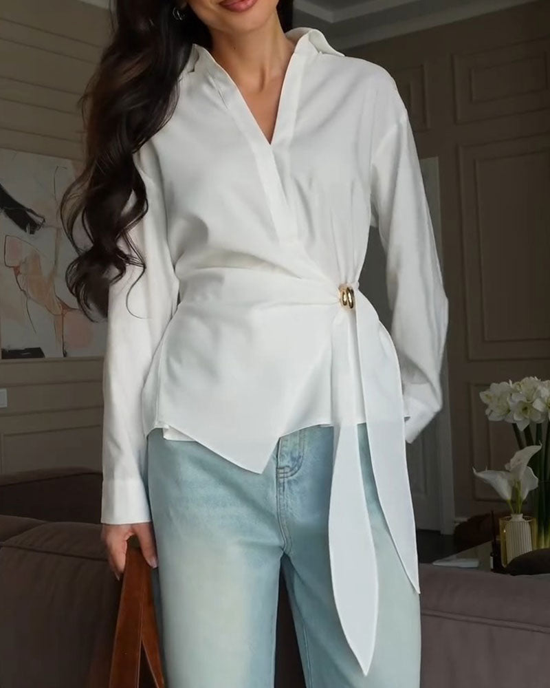 Blus Enfärgad Med Bälte