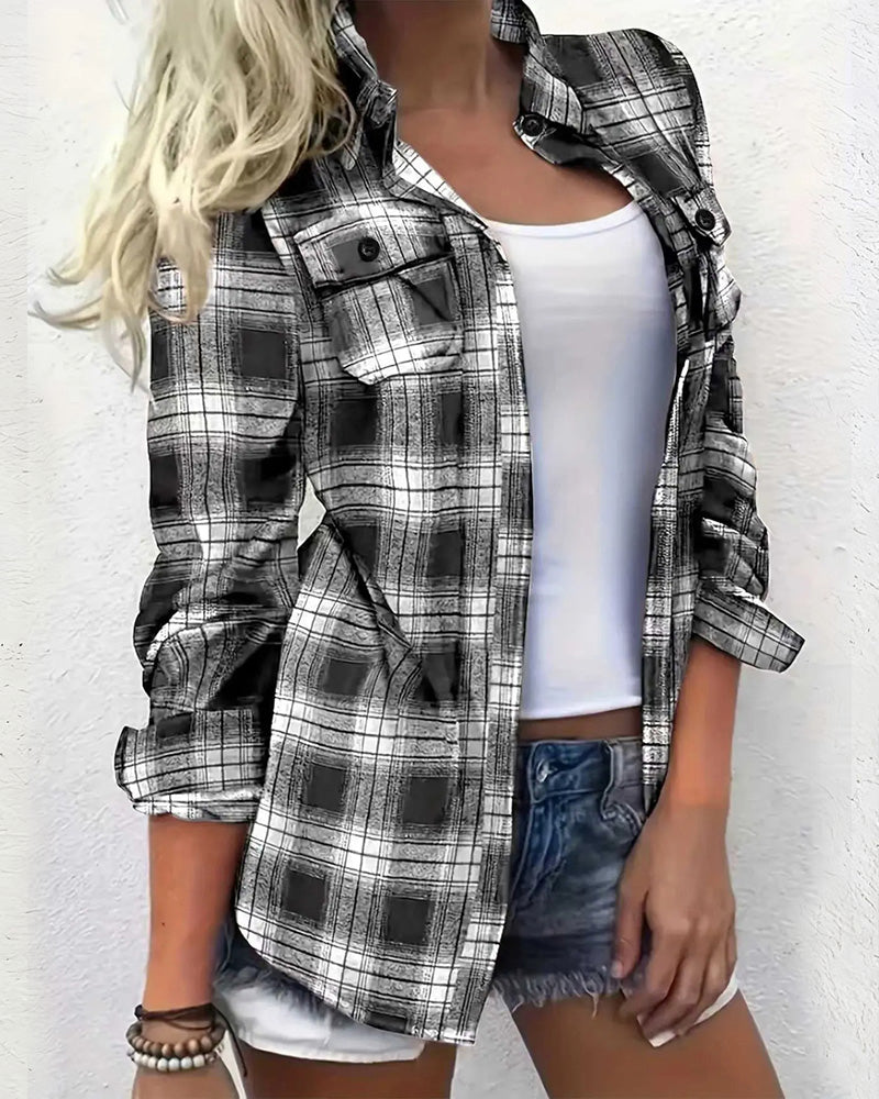 Blus Casual Skotskrutig Skjorta