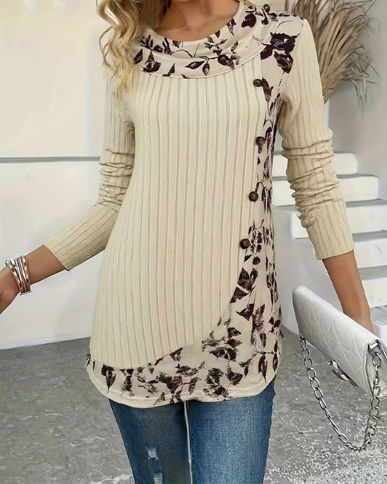 Topp Mock Hals Blommig Casual