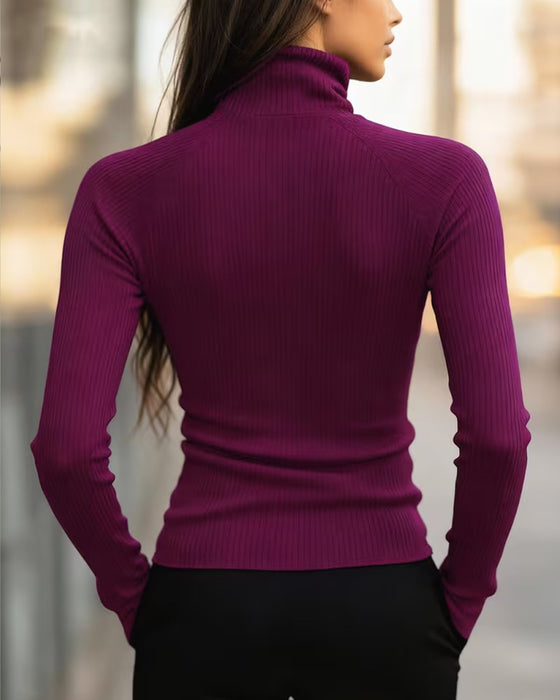 Topp Rullkrage Dragkedja Slim Fit