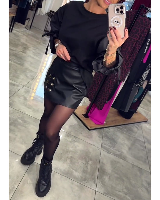 Enfärgad elegant pullover sweatshirt