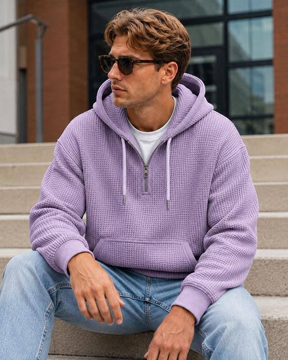 Hoodie Herr Solid Dragkedja Pullover