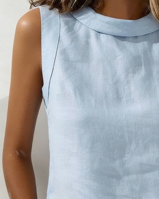 Blus Kraglös Ärmlös Elegant