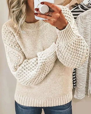 Pullover Mångsidig Solid Färg Stickad