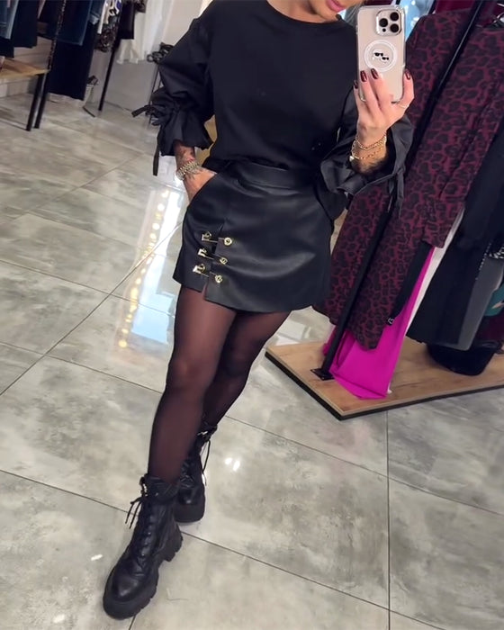 Enfärgad elegant pullover sweatshirt