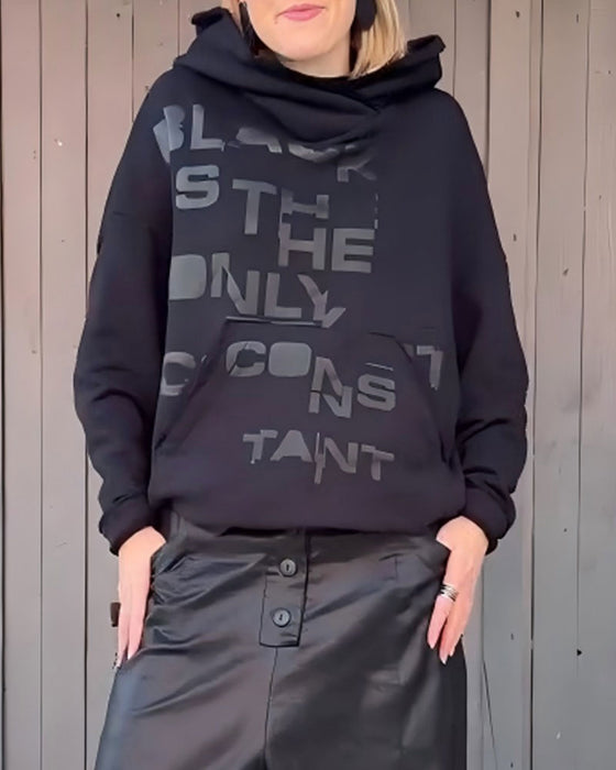 Hoodie Bokstav Tryck Lös Lång Ärm Pullover