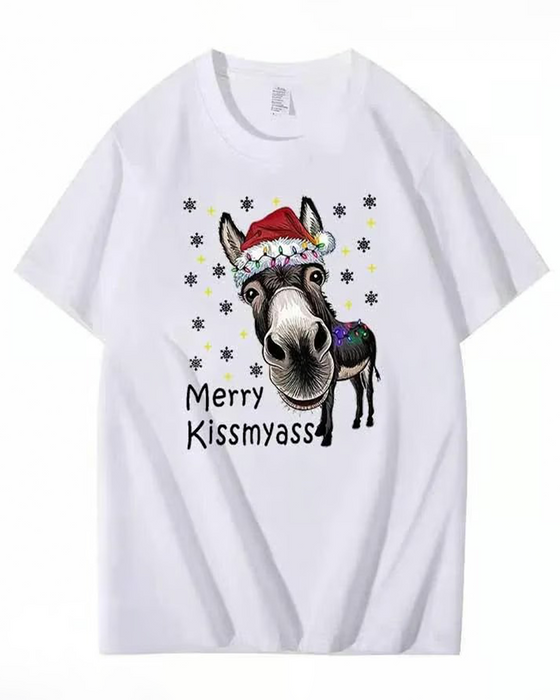 Unisex T-Shirt Jul Rolig Tryck Kort Ärm
