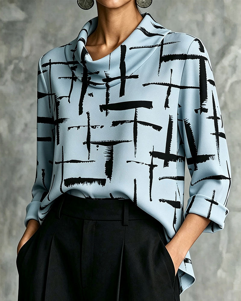 Blus Mock Cowl Neck Kors Mönster