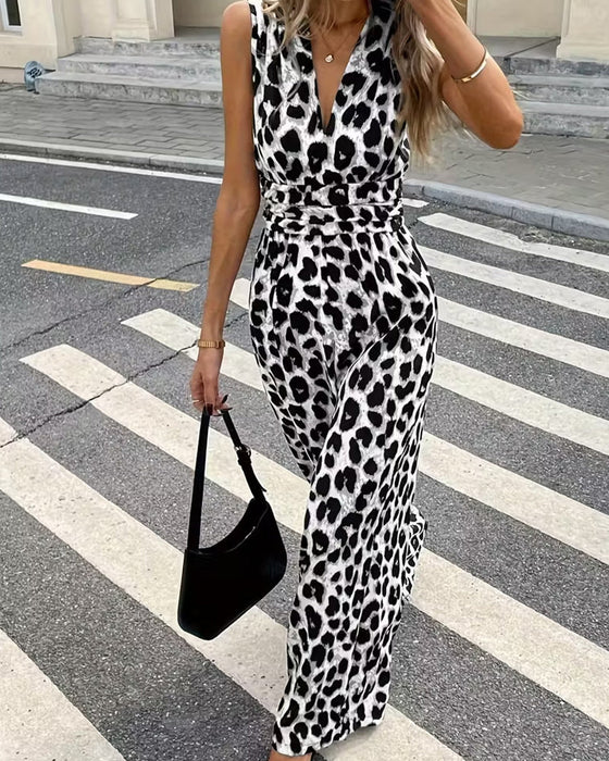 Hoppdräkt Leopard Tryck Ärmlös