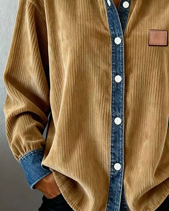 Skjorta Denim Patchwork Manchesterväv
