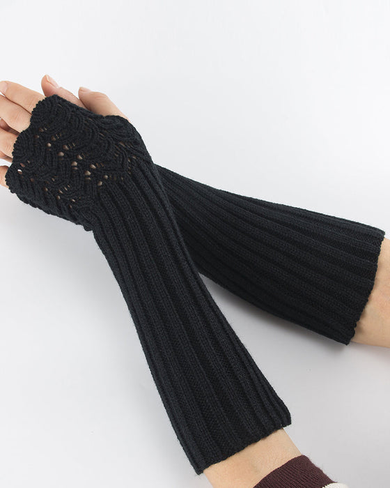Halvfinger handskar med stickad