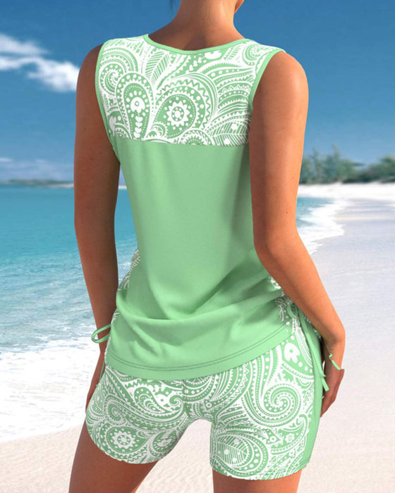 V-ringad Paisley Print Tankinis