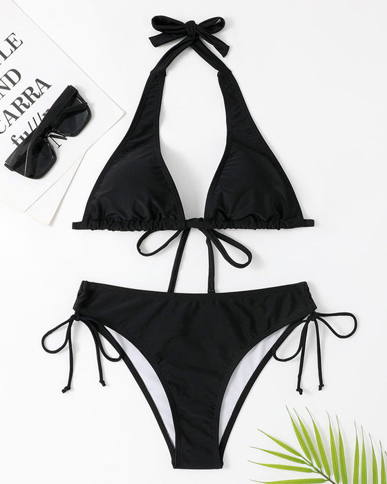 Sexig grimma bikini i enfärgad