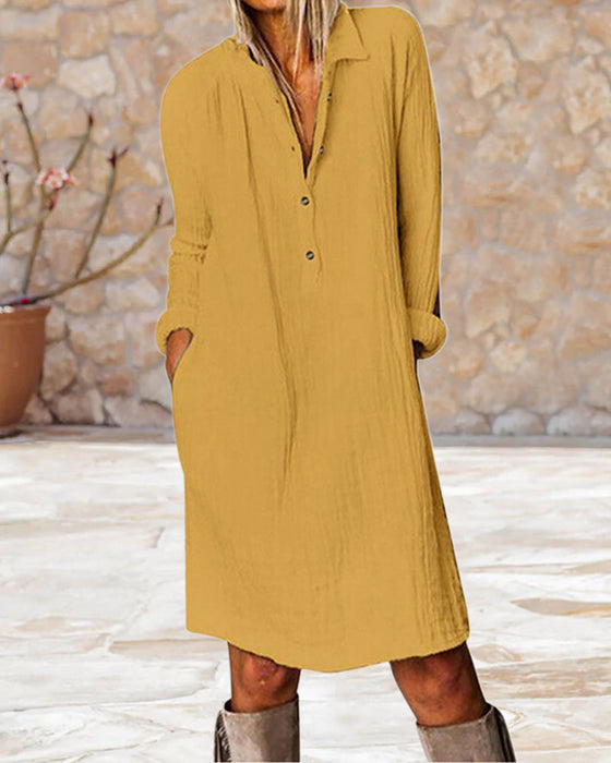 Långärmad enfärgad klänning