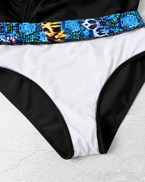 Tankini-kjol med öppen rygg och tryckt