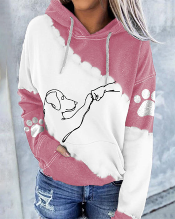 Långärmad hoodie med färgblockstryck