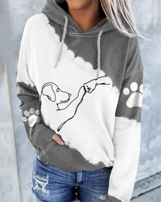 Långärmad hoodie med färgblockstryck