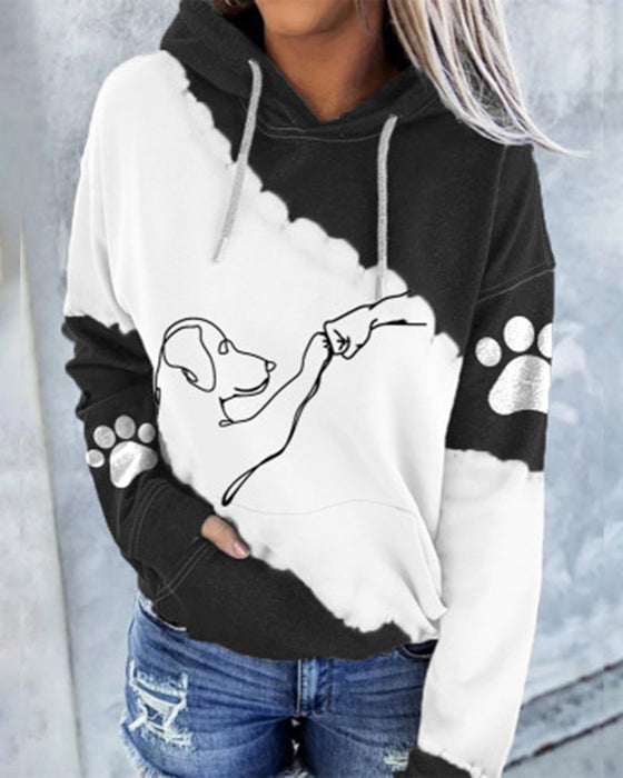 Långärmad hoodie med färgblockstryck