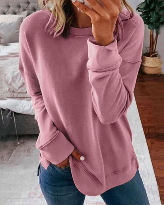 Basic enfärgad långärmad topp