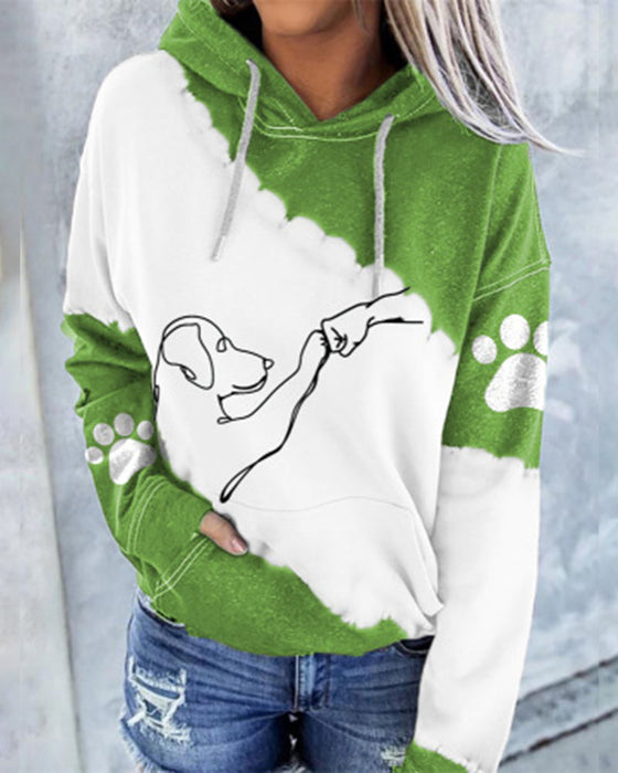 Långärmad hoodie med färgblockstryck