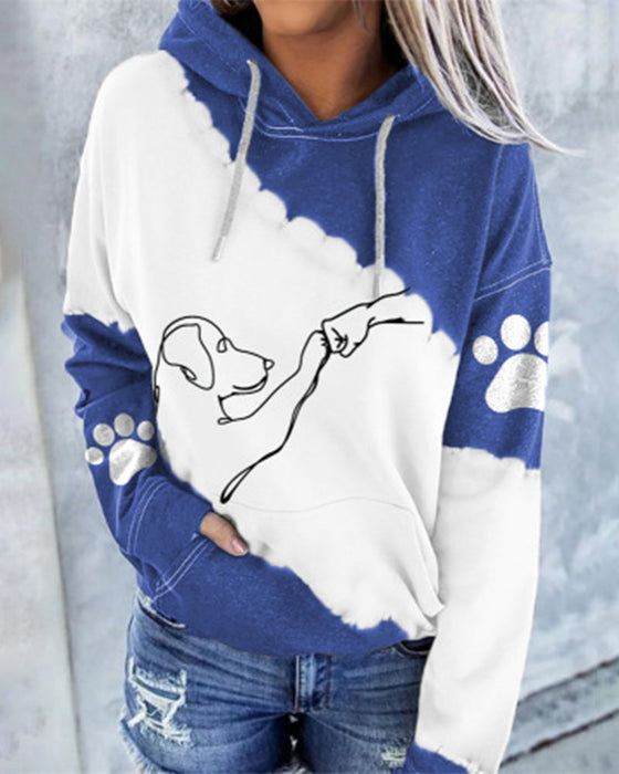 Långärmad hoodie med färgblockstryck