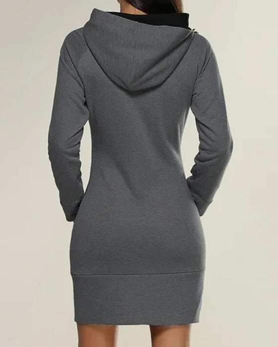 Enfärgad lång hoodie