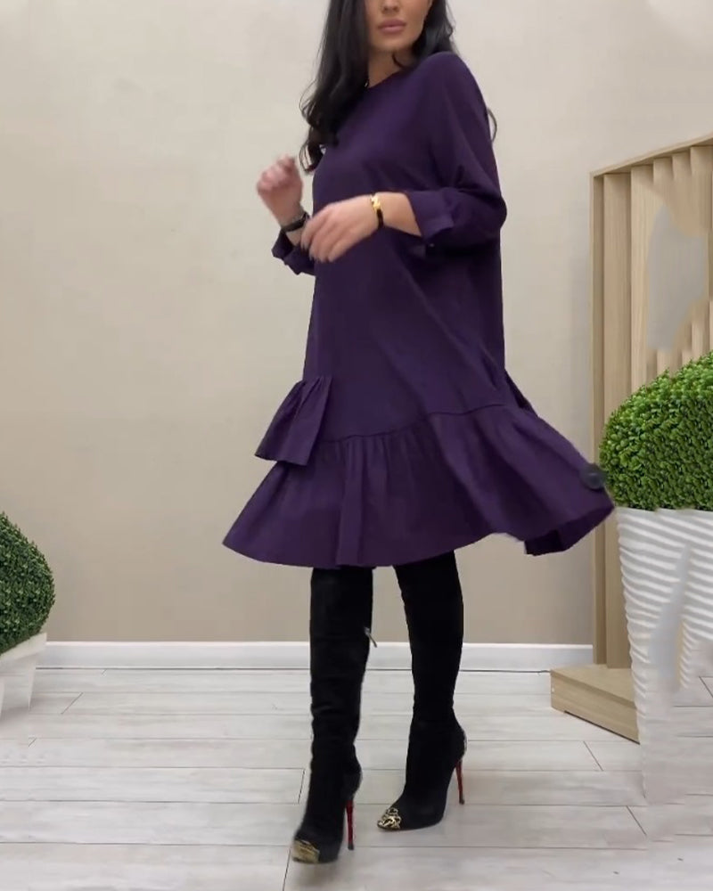 Knälång Klänning med volanger