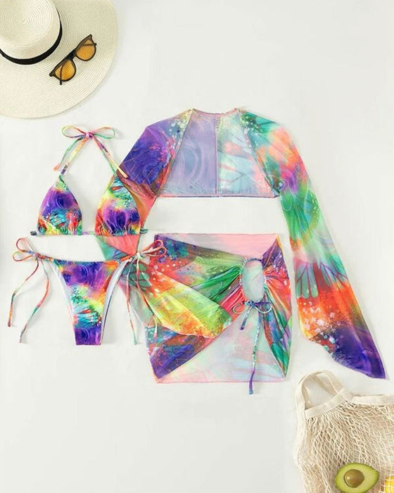 Tredelad multifärgad bikiniset