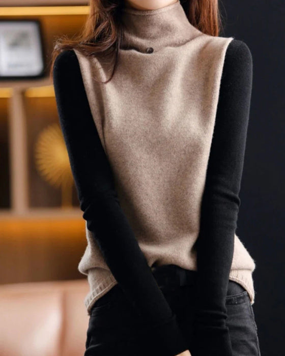 Turtleneck Tröja med färgblock