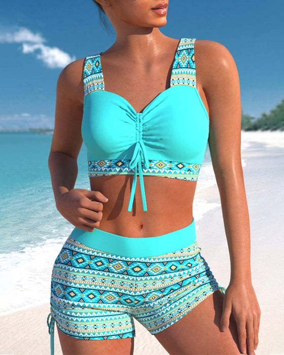 Tryckta shorts bikini set