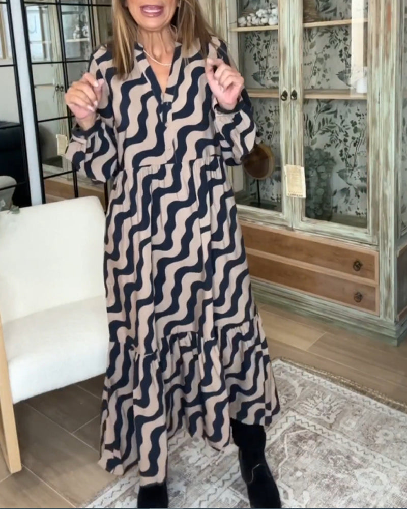 Lång lös klänning med tryck