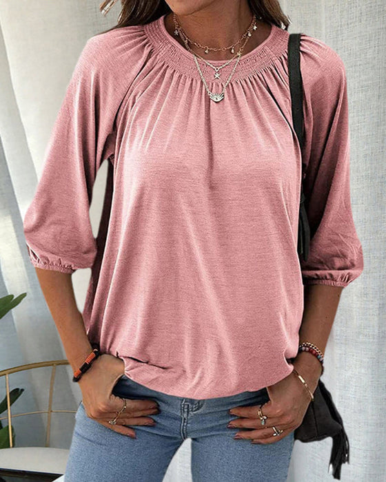 T-shirt med rund hals 3/4-ärm