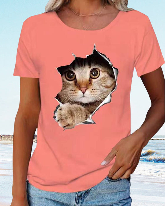 T-shirt med katttryck