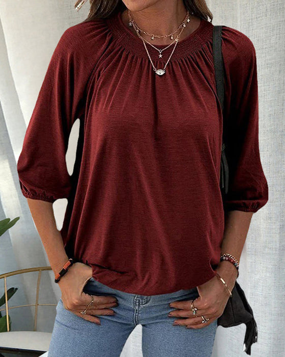 T-shirt med rund hals 3/4-ärm