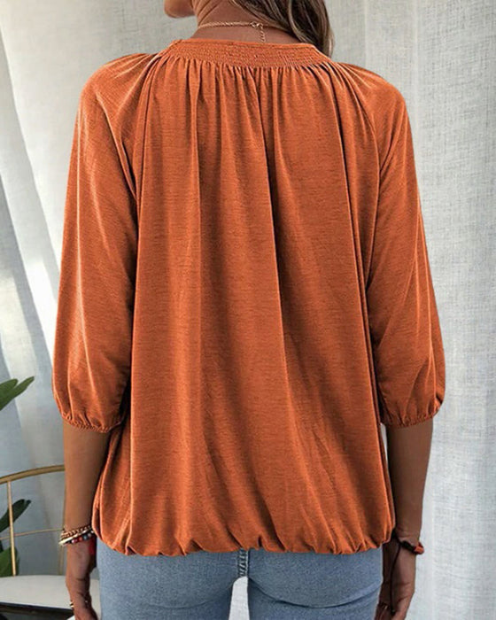 T-shirt med rund hals 3/4-ärm