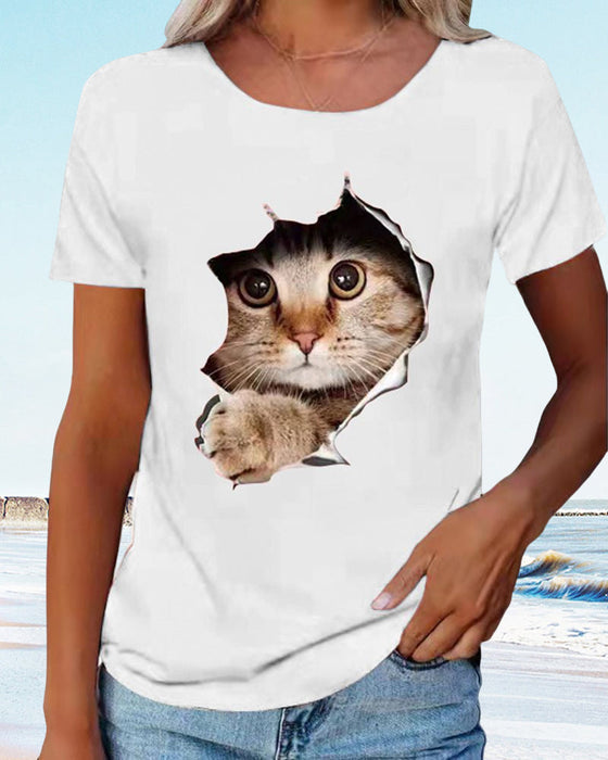 T-shirt med katttryck